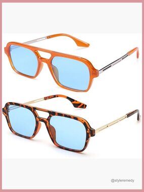 Vintage Aviator Sunglasses with UV400 Protection Metal Frame